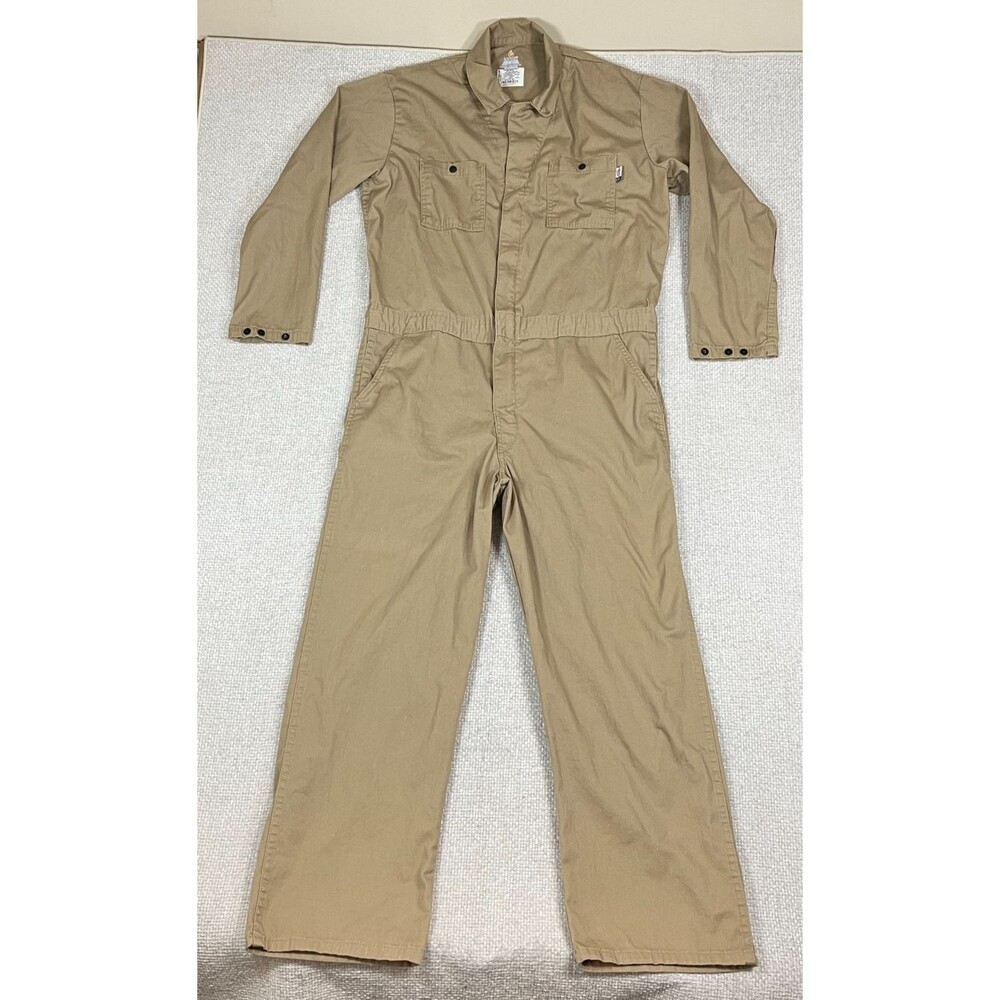 Lapco FR Coveralls Men's Large Jumpsuit Tan Beige Khaki Flame Resistant CAT2
